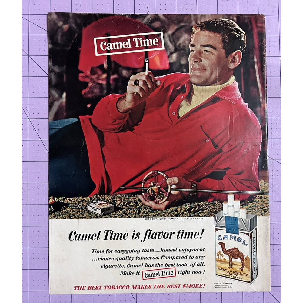 1965 Camel Cigarettes "Camel Time is Flavor Time" Vintage Print Ad
